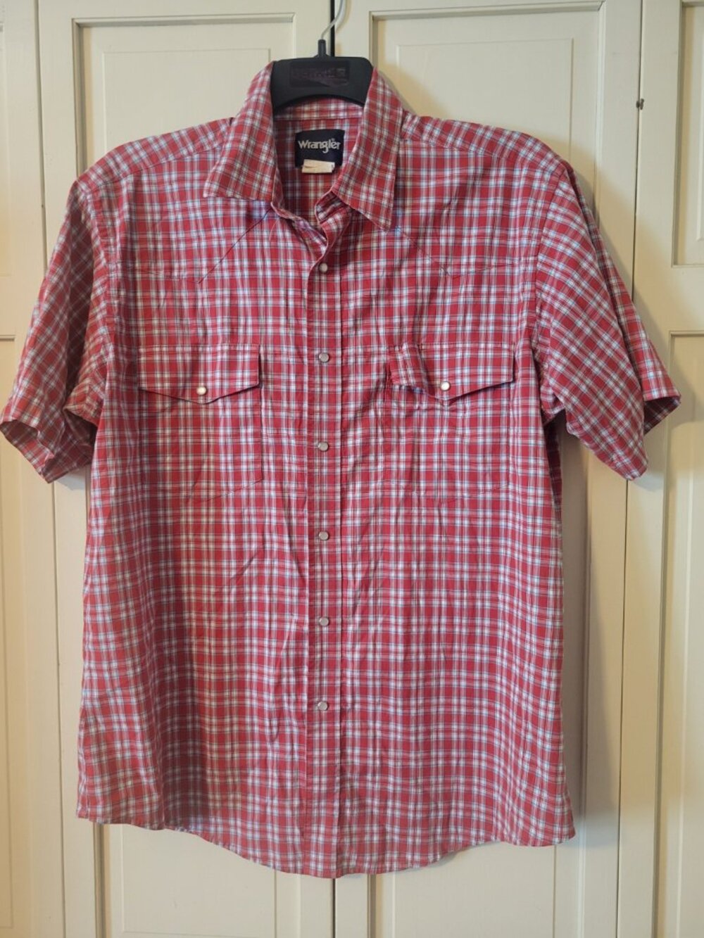 Wrangler Men’s XL Red Plaid Western Pearl Snap Shirt